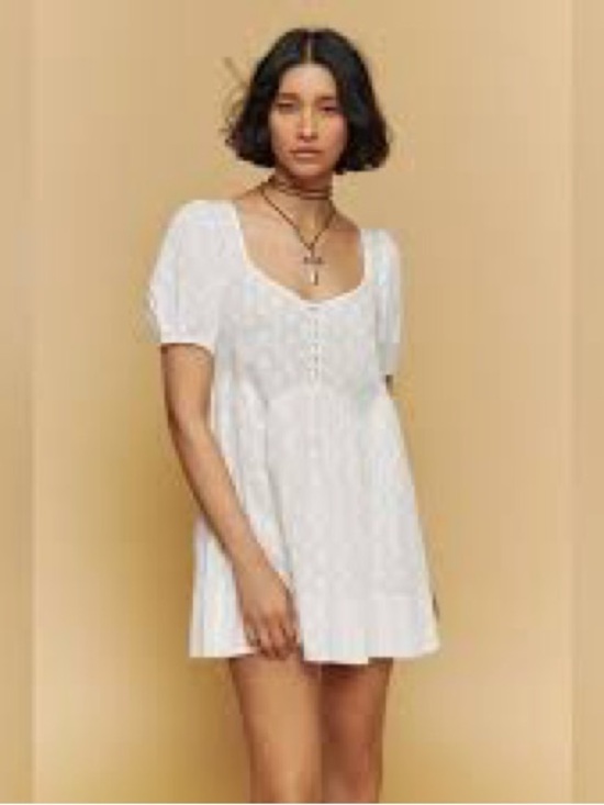 Kimchi Blue Dresses & Skirts - Kimchi Blue White Polka Dot Babydoll Mini Dress Puff Sleeve Urban Outfitters S